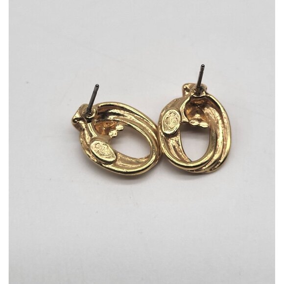 PREMIER DESIGNS Gold Tone Knotted Stud Oval Earrings Classic - Picture 2 of 6